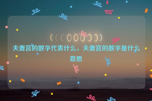 夫妻宫的数字代表什么，夫妻宫的数字是什么意思