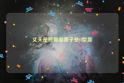 丈夫是熊猫血妻子是O型血