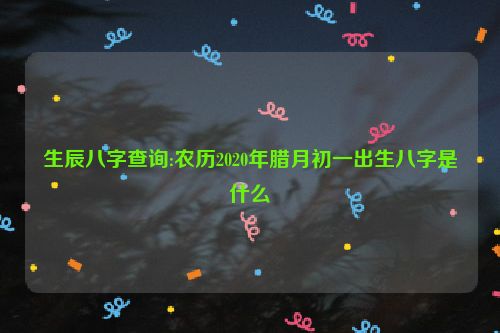 生辰八字查询:农历2020年腊月初一出生八字是什么