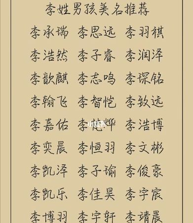 李姓姓名大全(李姓氏名字大全)